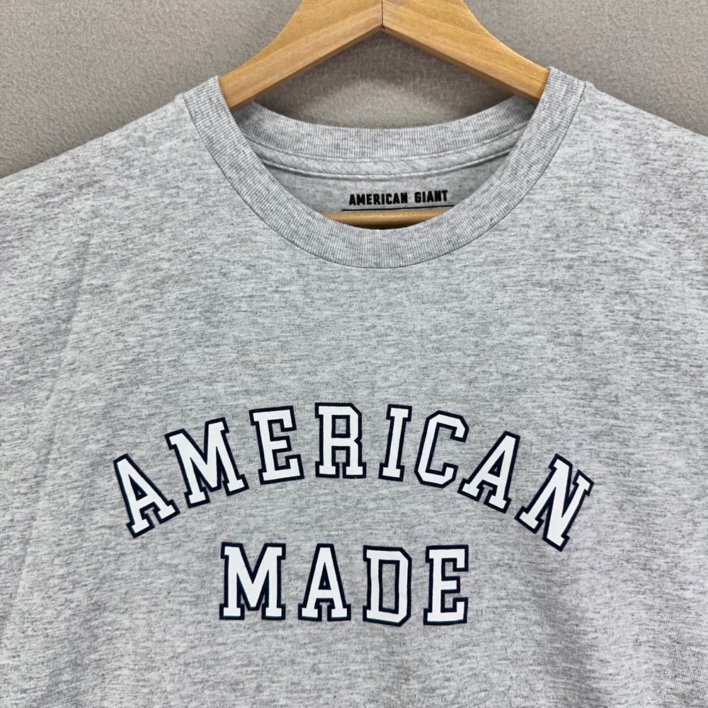 American Giant Flag Collection T-Shirt Mens Large Grey American Made USA Tee